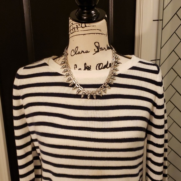Loft Navy and grey striped sweater - Picture 2 of 7